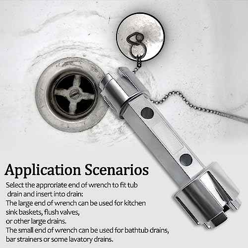 Tub Drain Remover Wrench, Heavy Duty Drain Wrench Aluminum Alloy Wrench for Install and Remove Most Bath and Shower Drains