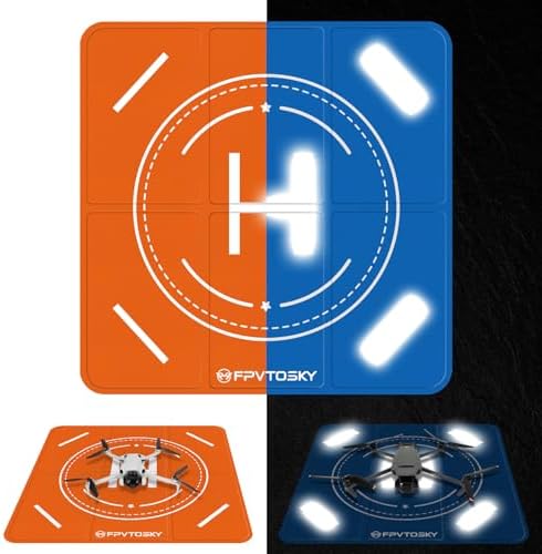 FPVtosky Drone Landing Pad, Universal Large 25.2"(64cm) Fast-fold Double Sided Waterproof Landig Pad Weighted for Mavic 3 Pro/DJI Mini 3 Pro/Air 3 / Avata/FPV/Phantom/Inspire Drones etc