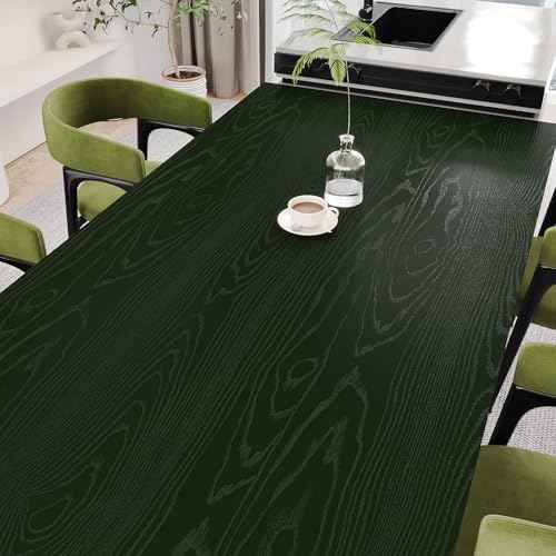 Dark Green Wood Grain Contact Paper for Countertops Vintage Peel and Stick Waterproof Vinyl Wrap Green Wood Wallpaper for Kitchen Cabinets Stickers Table Textured Shelf Liner Wooden Paper