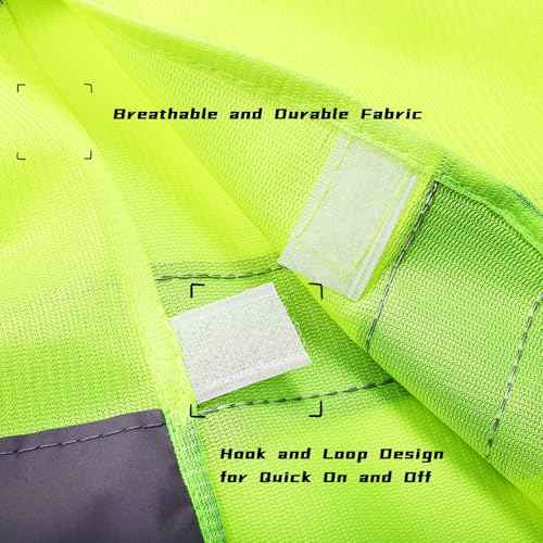 12 Pack High Visibility Safety Vests, Mesh Security Vest with 2 Reflective Silver Strips, Construction Work Vest Bulk for Men Women Traffic Emergency Work Running Cycling, Fluorescent Green