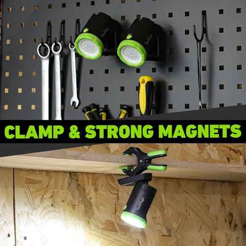 4-Pack Rechargeable LED Work Lights, 360-Degree Adjustable Spotlights with Magnetic Base, Clamp Lights for Barbecue, Workshop, Construction Site, Car Repairing and Home Using