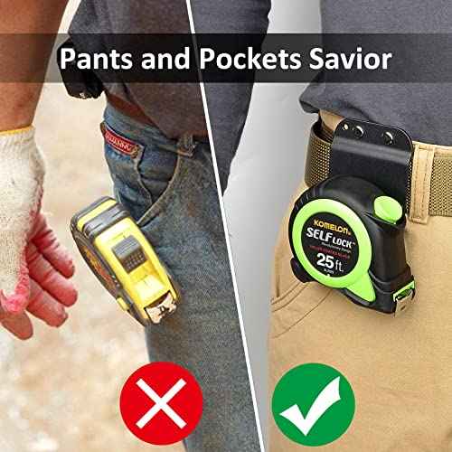 2 Pack TapeCatcher, Tape Measure Holder for Belt, Low-Profile Tape Measure Belt Clip, Fits up to 2" Tool Belt, Tape Accessories