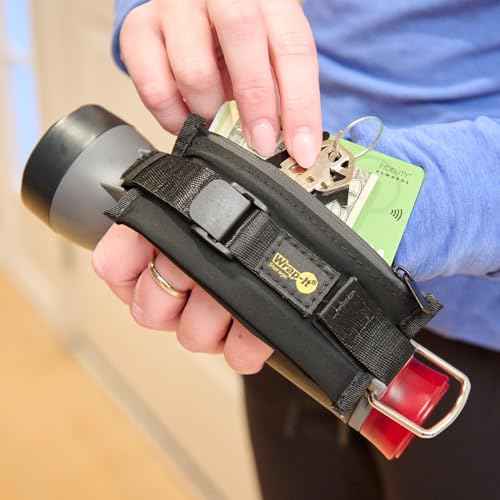 Wrap-It Storage Firefly Flashlight Ruby Red - Battery Powered Flashlight with Flashing Safety Lights for Walkers at Night with Wrist Strap and Pouch for Dog Walking Accessories