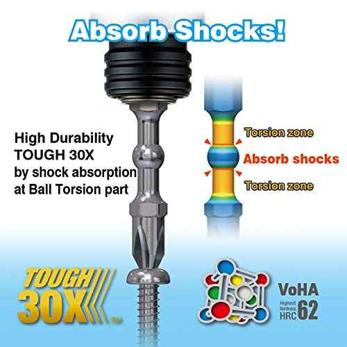 VESSEL Impact Ball Torsion Bits PH2X30 5PC with MAG Charge Holder (IBMG30PH2K5)
