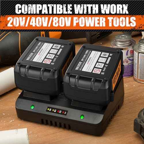 2Pack 20V 6.0Ah Replacement for Worx 20V Battery PowerShare 20V Battery for WA3520 WA3525 WA3575 WA3578 WG151s WG155s WG251s WG255s WG540s WG545s WG890 WG891