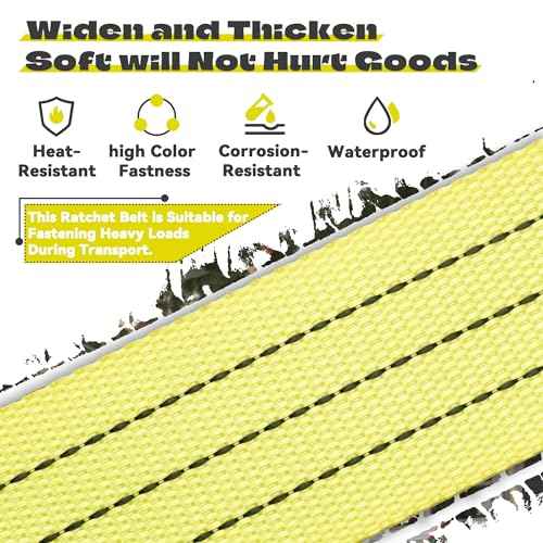 E Track Ratchet Straps Tie Down Strap (8-Pack), 2in¡¿15ft Heavy Duty Tie Down Cargo Straps£¬4400 LBS Breaking Strength E Track Trailer Tire Straps for Tires Motorcycles Tailers Loads, Yellow.