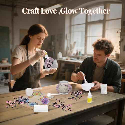 DIY Turkish Mosaic Lamp Kit,Table Lamp Making Kit, Easy No Skills Craft for Family Team,Decorative Table Desk Light Crfat Kit for Living Room Bedroom, Make Your Own Table Lamp,Gifts,Purple