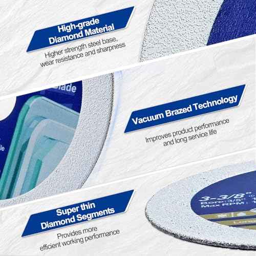 SHDIATOOL Glass Diamond Cutting Disc 2-Inch Saw Blade, Ultra-Thin Cut Off Wheel for Tile Ceramic Porcelain Marble 50mm (5 of Pack)