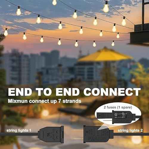 75FT Outdoor String Lights Waterproof with 50+4 Bulbs (1.5FT Bulbs Spacing), Remote & Dimmer, Commercial Patio String Lights with 3 Mode Light & Timing, 100PC Mounting Ties for Outside