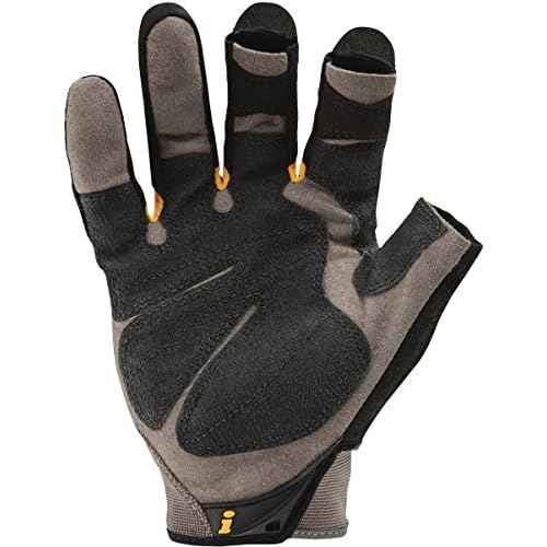 Ironclad Framer; Carpenter Work Gloves, Open Finger Dexterity, Performance Fit, Durable, Machine Washable, (1 Pair), FUG-02-S,Grey/Black