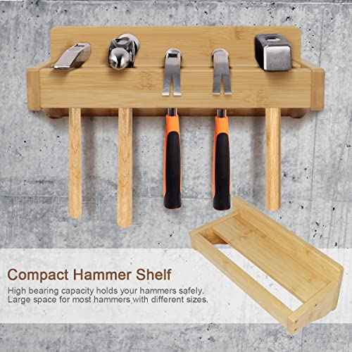 Wall Mounted Screwdriver Rack, Bamboo Pliers Holder Hammer Wall Rack Tools Storage for Garage Workshop - 3 Pack