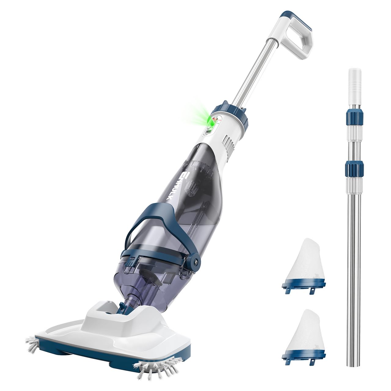 ENHULK Pro Cordless Pool Vacuum - 18.5 GPM Powerful Suction, 70min Runtime & 13.4" Wide Head, XL Capacity Handheld Rechargeable Pool Cleaner for Inground/Above Ground Pools with Telescopic Pole, PC18