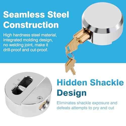 IRONWALLS Hidden Shackle Padlock with Key, 2.87¡±/73mm Steel Heavy Duty Door Lock Keyed Alike with Locking Hasp, 80mm Screws, Fits for Trailers, Trucks, Vehicles, Garage, Shipping Container