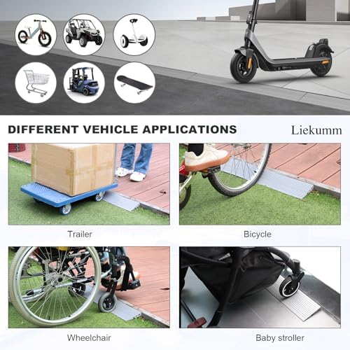LIEKUMM 3/4" Rise PVC Threshold Ramp for Doorways, 1700 Lbs Capacity, Self-Adhesive Transition Ramp for Wheelchairs, Strollers, and Scooters, Cuttable, Grey