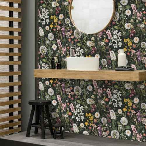Floral Peel and Stick Wallpaper Floral Leaf Contact Paper 16.9inch x 118.1inch Boho Peel and Stick Wallpaper Green Removable Self Adhesive Flower Contact Paper for Bedroom Decorative Vinyl