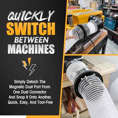Saillong 4" Magnetic Dust Collector Fast Connect System ? 10Pcs Starter Kit with Neodymium Fittings, Hose Couplers & Clamps for Workshop Dust Collection