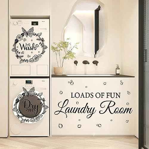 Laundry Room Wall Stickers - Today Naked Tomorrow Wash Dry Bubble Vinyl Decals Quote Art Stickers for Home