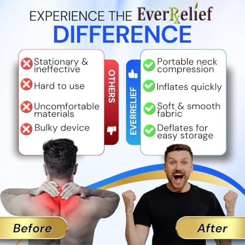 Cervical Traction Device - Inflatable & Adjustable Neck Traction Pillow for Instant Neck Decompression - US Owned & FSA Eligible Neck Stretcher Support Brace for Home Use