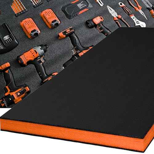 ONREVA Tool Box Foam, 1PC 48x24x2 inch, Foam Inserts for Cases, Polyethylene Storage Sheets for Toolbox Hard Case, Tool Shadow Insert, Kaizen Organizer Sheet, Black with Orange