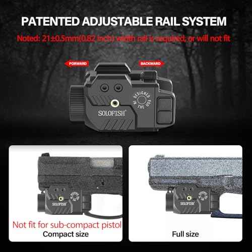 Solofish 800lm Pistol Light Laser Combo with Adjustable Rail, Shockproof Green Laser Sight and Gun Light with Strobe Function, Rechargeable
