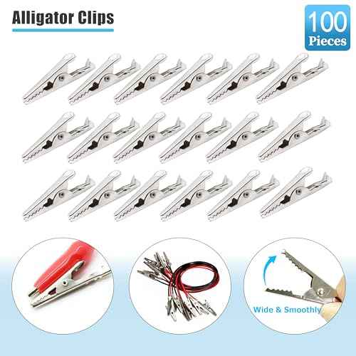 100 Pack Mini Clamps Alligator Clips for Crafts & Electrical, Small Metal Clips for Joints 35 mm Alligator Clamp for Crafting, Gator Clips Clamps Bulk for Crafts Holding (Silver£©