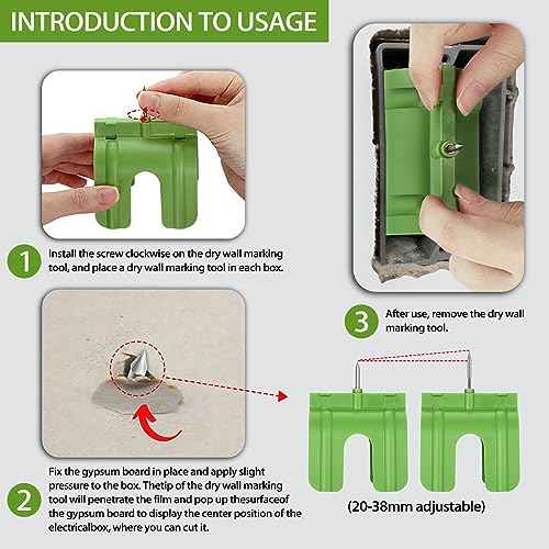 OwnMy 5PCS Drywall Outlet Markers for Drywall Installation No Measuring Needed Drywall Marking Tools for Electrical Outlets, Drywall Outlet Box Marking Locators Drywall Wire Protection Tools, Green