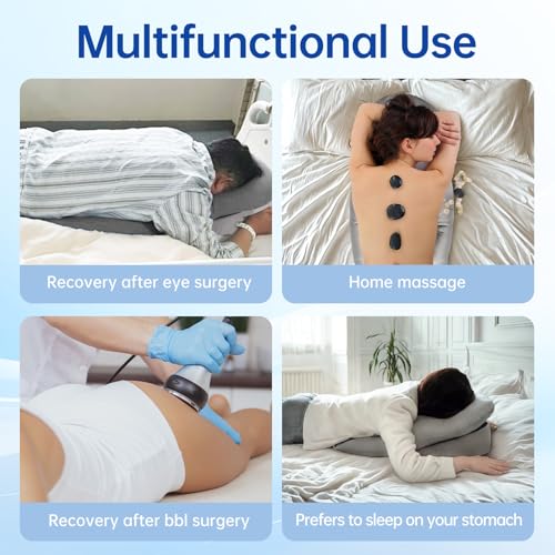 Face Down Pillow After Eye Surgery - BBL Pillow After Surgery for Sleeping - Prone Face Down Massage Pillow Headrest for Bed - Retinal Vitrectomy Recovery Equipment, Grey