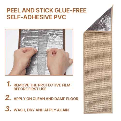 Non Slip Stair Treads for Wooden Stairs, 8" x 30" Staircase Step Treads, 100% Linen, Reusable Adhesive, Indoor, for Kids, Seniors & Dogs(Beige, 15pcs)