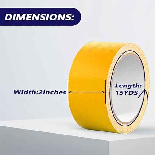 Yellow Tape Heavy-Duty Waterproof Duct Tape- Strong Adhesive, Waterproof, Residue-Free, 2 Inches x 15 Yards, for Repairs and Industrial Use (3-Pack)