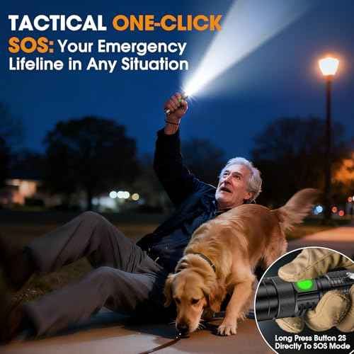 Pocket EDC Flashlight Rechargeable - 4.9inch & Emergency One Click SOS, Super Bright Small LED Flashlight 3Hr USB-C Fast Charging, Waterproof Portable Small EDC Flashlight for Home, Camping, Hiking