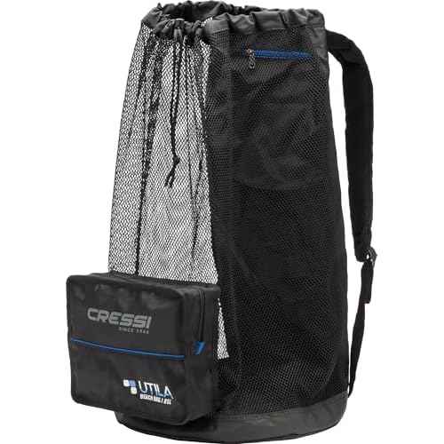 Cressi Heavy Duty Mesh Backpack 85 liters Capacity for Snorkeling, Water Sport Gear | Utila: designed in Italy, Black, One Size (UB937000)