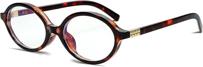 Breaksun Fashion Oval Glasses for Women Men Retro Round Tortoise Frame Blue Light Glasses Nerd Eyeglasses