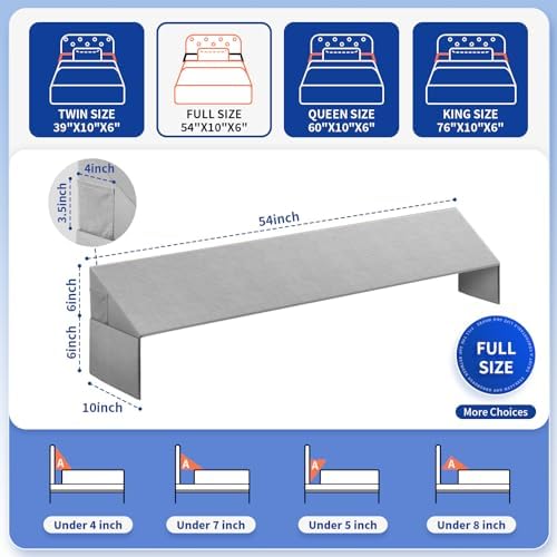 Full Size Pillow Wedge for Headboard Bed Wedge Pillow Gap Filller (0-8") High Density Foam Wedge Stoppers Triangle Foam Pillow Wedge Between Headboard Mattress