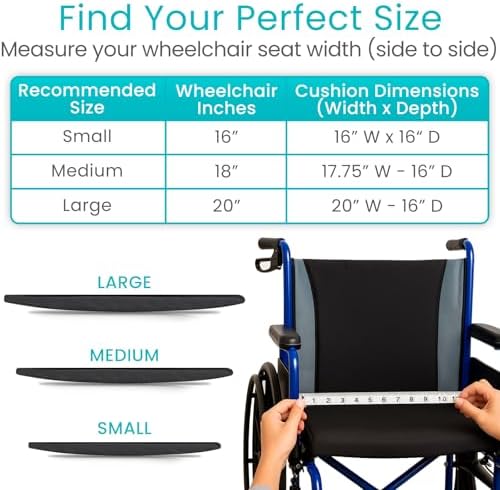 Vive Solid Wheelchair Seat Insert – Firm Non-Slip Water Resistant Wipe Clean, Sturdy Wheel Chair Cushion Board - Eliminates Hammocking & Sagging - Improves Posture