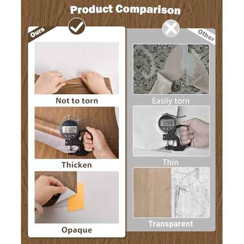 Brown Wood Contact Paper for Cabinet Countertops Funiture 17.7inW118inL Wood Grain Peel and Stick Wallpaper Textured Self Adhesive Removable Wallpaper Rustic Desk Vinyl Waterproof Easy to Clean