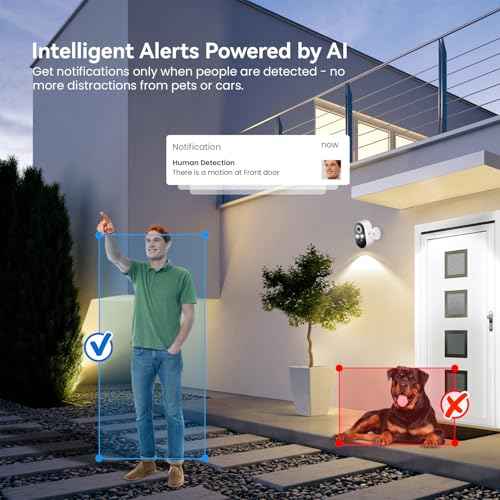 1080p Wireless Security Camera, 2.4GHz Wi-Fi Only, Color Night Vision, AI Human Detection, PIR Motion Detection, 2-Way Talk, Outdoor Surveillance Bullet Cam, No Solar Panel Included (2 Pack)