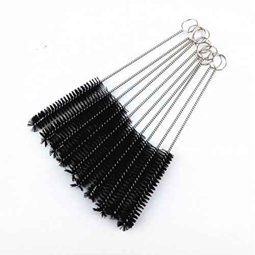 yueton?Pack of 10 Black Nylon Tube Pipe Nozzle Brush Dia 10mm with Wire Loop Handle