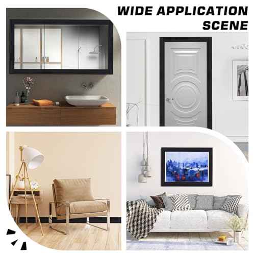 CRASPIRE 90.5 x 3.14in Peel and Stick Wallpaper Border Black Crown Molding Self Adhesive Flexible 3D Baseboard Trim Mirror Sticky Wall Edging Base Lines Foam for Hotel Home Bathroom DIY Decor