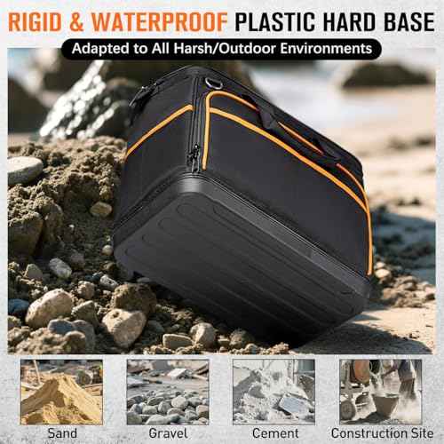Electrician Tool Bag 17-Inch, 26-Pocket Large Tool Bags for Men Women with Waterproof Hard Bottom & Adjustable Shoulder Strap, Tool Bag Organizer for HVAC Craftsman Contractor Carpenter Electrician