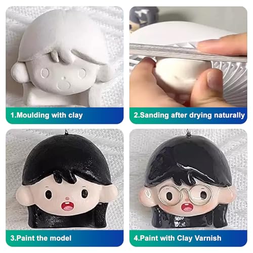 Air Dry Clay Glaze with 2 Brushes, Paint for Clay Air Dry, Waterproof, Preventing Crazing & Yellowing (4 OZ)