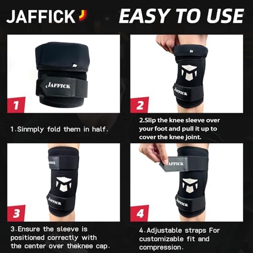 Jaffick 7mm Neoprene Knee Sleeves Support (1 Pair) & Compression Wraps - Lifting Sleeve for The Best Squats Weightlifting, Powerlifting Squats, Fitness for Men & Women