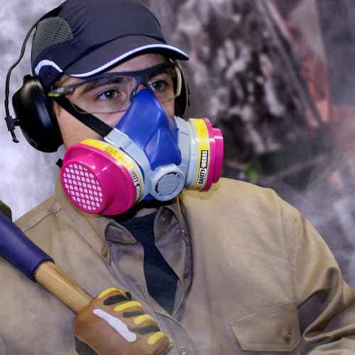 Safety Works SWX00320 Multi-Purpose Respirator Half-Mask Niosh Ov/AG/P100, Grey/Blue