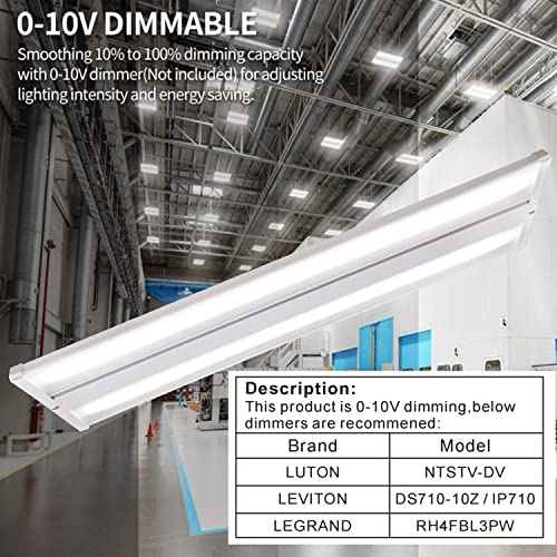 165W LED Linear High Bay Light Fixture, 2FT 22280LM(135LM/W) 5000K Daylight LED Workshops Light,100-277V, 0-10V Dimmable UL Warehouse Lighting for Exhibition hall, Supermarkets, 5 Years Warranty