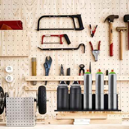 2 Pack Five Cans Wall-Mounted Steel Aerosol Spray Can Holder Rack Organizer for Garage and Workspace