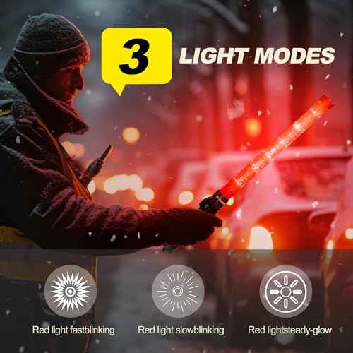 4 Pack 21 Inch Traffic Wand, Air Traffic Control Wand with 3 Flashing Modes, LED Multifunction Traffic Safety Baton for Airport, Parking, Car Directing