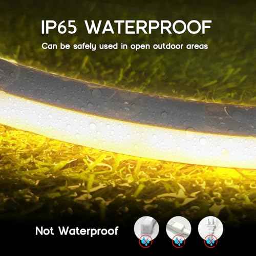 LED Strip Lights Warm White 3000K,32.8ft 110-120V Neon Rope Lights,Flexible Silicone Outdoor Waterproof Neon Strip Lights for Bedroom,Mirror,Kitchen Cabinet, Living Room,Halloween Decor