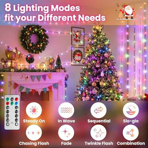 492FT 1500 LEDs String Lights with Remote, Dimmable 8 Modes Timer & Memory Function Fairy Rope Lights for Christmas Holiday Party-Multicolor