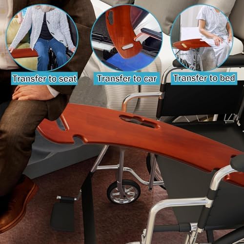 Transfer Board, 31" Heavy Duty Wooden Slide Board for Patient, Elderly, Disabled, Supports 440 Pounds for Transferring to Wheelchair, Chair, Bed, Toilet, Car