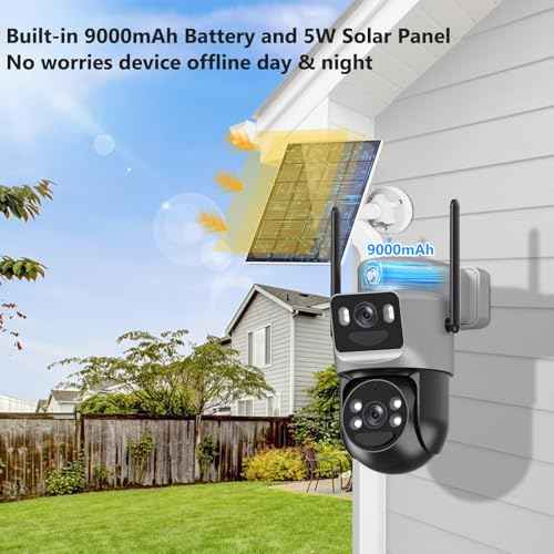 4K Solar Security Cameras Wireless Outdoor Battery Powered, 5GHz & 2.4GHz Dual Lens Bullet & 360¡ÆPTZ Linkage Outdoor Security Camera with Solar Panel, 8X Digital Zoom Color Night Vision (Silver)