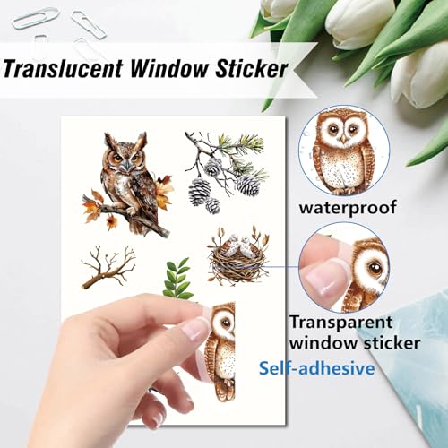 CRASPIRE 8 Sheets Owl Wall Stickers Animal Stickers Bird Window PVC Waterproof Self Adhesive Wall Decals Removable for Window Decor Clings Stairway Housewarming Gift